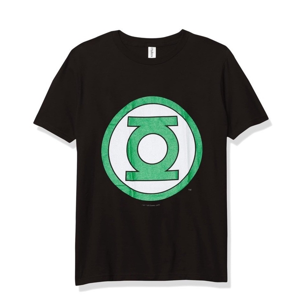 Tultex T-Shirt Boys Youth Large Black NWT Green Lantern Logo Graphic Tee c112
